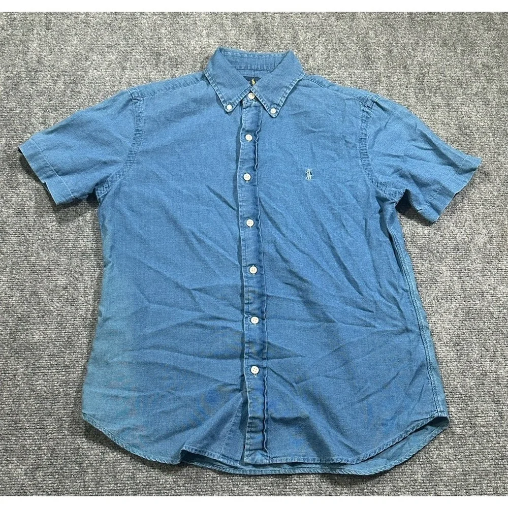 Polo Ralph Lauren Men's S Blue Button Down Indigo Oxford Preppy Button Shirt S/S